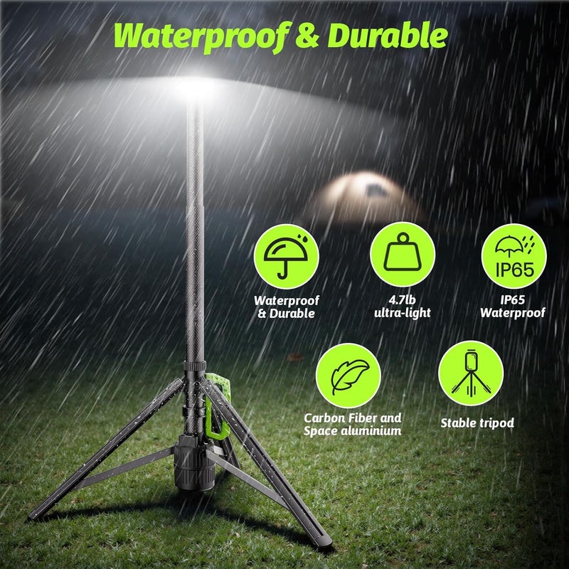 Tresda Store Telescoping Camping Light with Stand, 8.4FT 3000LM Rechargeable LED Work Light with Remote, Portable Outdoor Light with Tripod, 6000mAh, Dimmable for Jobsite, Sports Field, Emergency, Gift - Image 5